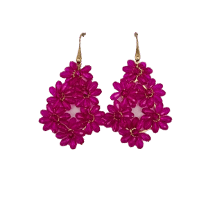 Sommerlich, floraler Ohrschmuck - Magenta/Gold