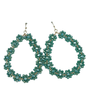 Sommerlich großer, floraler Ohrschmuck - Petrol/Gold