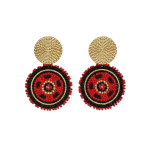 Statement Ohrring - Rot/Gold/Schwarz
