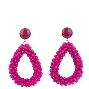 Ohrschmuck in Tropfenform - Magenta/Gold