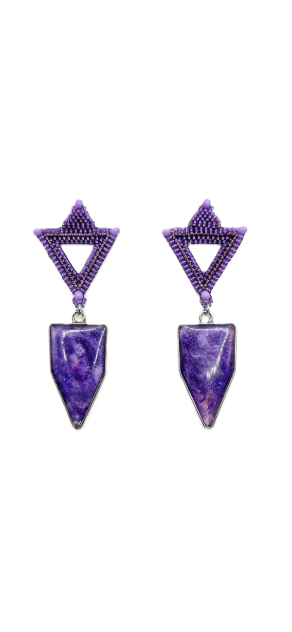 Ausgefallener Ohrschmuck - Viola/Silber