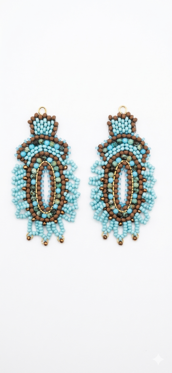 Boho Ohrring - Türkis/Braun