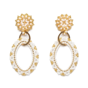 Eleganter Ohrring - Gold/Weiß
