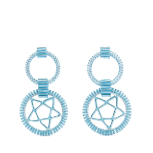 geometrischer Ohrring - Eisblau/Silber