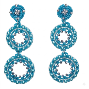 Statement Ohrringe - Aqua/Silber/Grau