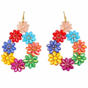 Sommerlich großer, floraler Ohrschmuck - Multi/Gold