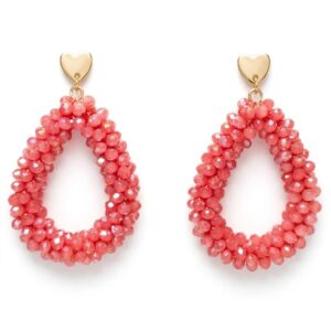 Ohrschmuck in Tropfenform - Koralle/Gold
