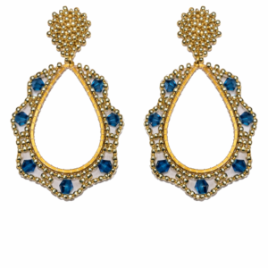 Tropfenförmiger Ohrschmuck - Gold/Türkis