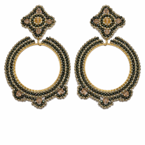 orientalischer Ohrschmuck - Grau/ Rosé/Grün