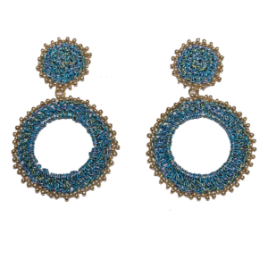 moderner Ohrschmuck - Türkis/Orange