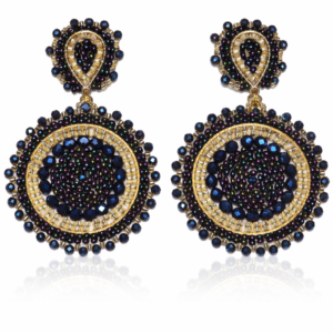 dramatisch eleganter Ohrschmuck - Gold/ Mitternachtsblau