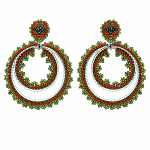Statement Ohrschmuck - Olive/Orange/Silber