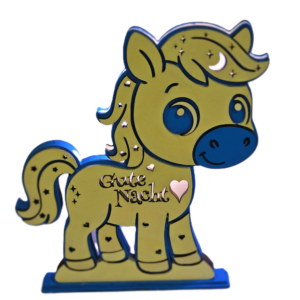 Nachtlicht Holz - Schlummer Pony Farbe Natur/Blau