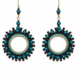 Ethnischer Ohrschmuck - Cyan/Bronze