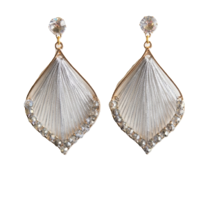Boho Chic Rautenförmiger Ohrring in Grau/Gold