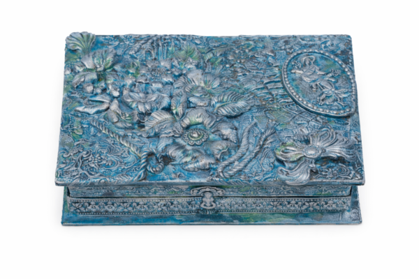 MIXED MEDIA SCHMUCKKÄSTCHEN “ BLUE BLOSSOM“