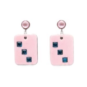 Art- Piece "Pink Pixel" Geometrische Holz Ohrhänger