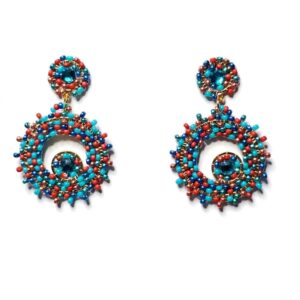 Boho-Statement- Ohrschmuck: Handgefertigter Perlen-Traum in Türkis und Koralle