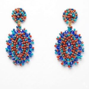 Statement Ohrschmuck "Bohemian Glamour" in den Farben Blau& Terrakotta