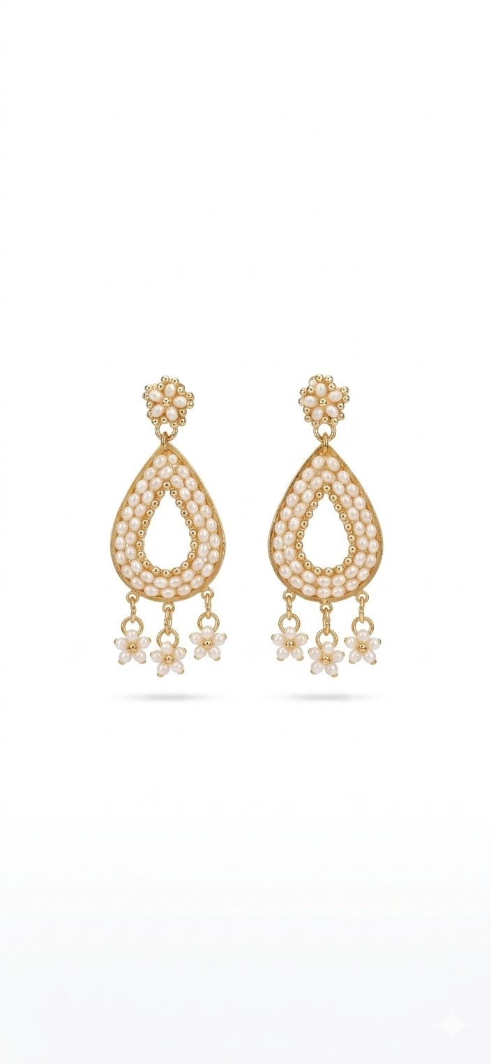 Tear Drop Earrings Perlmutt/Gold