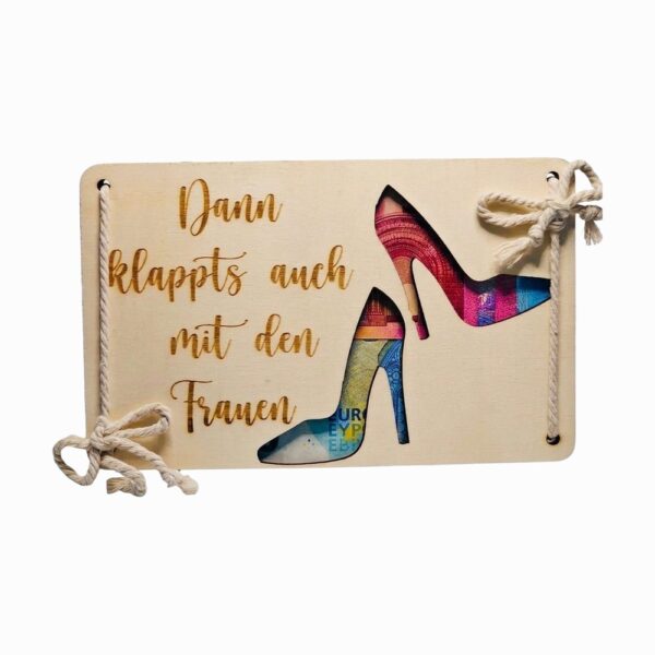 Geldgeschenkkarte „Dann klappts auch mit den Frauen“ · High Heels