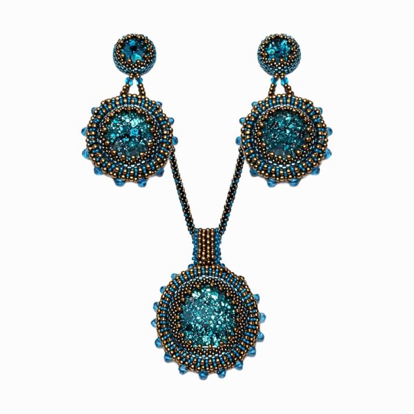 Set - Halskette und Ohrringe - Türkis/Bronze · N° 041